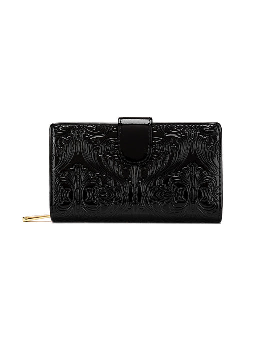 CAROLINA MEDIUM PATENT LEATHER WALLET WITH RFID - BLACK