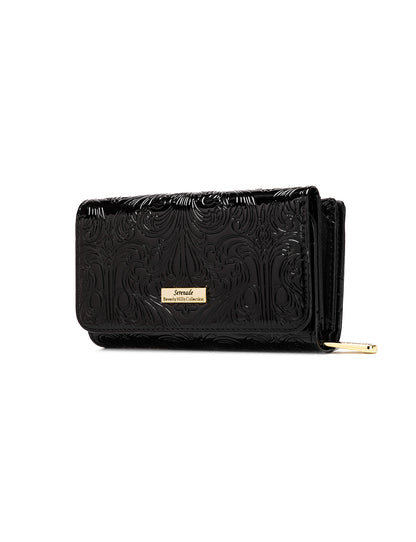 CAROLINA MEDIUM PATENT LEATHER WALLET WITH RFID - BLACK