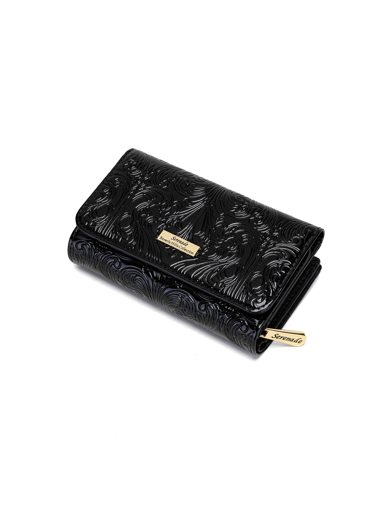 CAROLINA MEDIUM PATENT LEATHER WALLET WITH RFID - BLACK