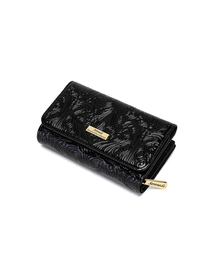 CAROLINA MEDIUM PATENT LEATHER WALLET WITH RFID - BLACK