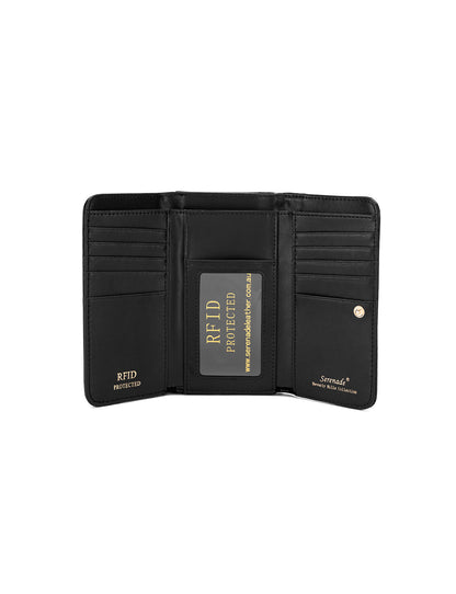 CAROLINA MEDIUM PATENT LEATHER WALLET WITH RFID - BLACK