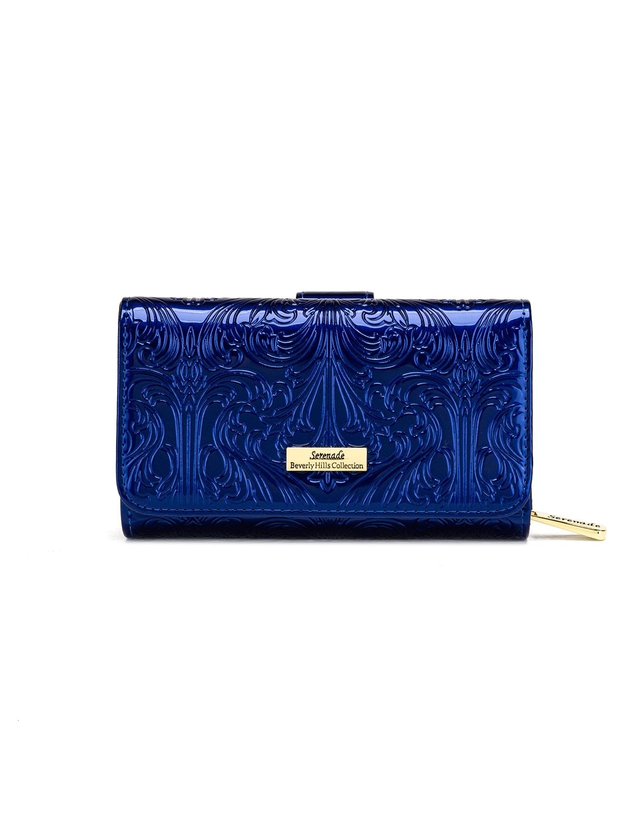 CAROLINA MEDIUM PATENT LEATHER WALLET WITH RFID - BLUE