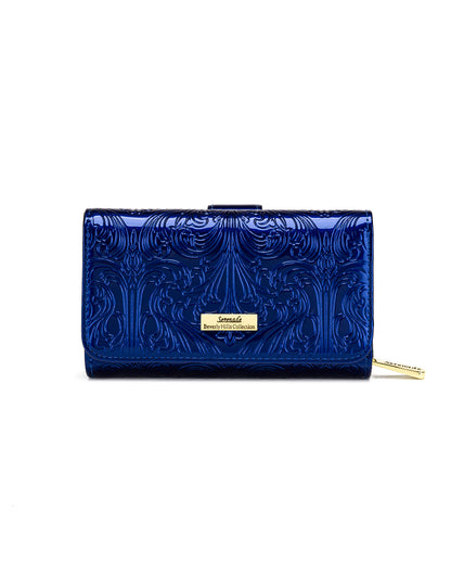 CAROLINA MEDIUM PATENT LEATHER WALLET WITH RFID - BLUE