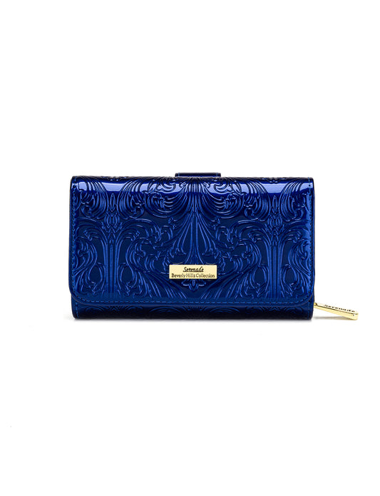 CAROLINA MEDIUM PATENT LEATHER WALLET WITH RFID - BLUE