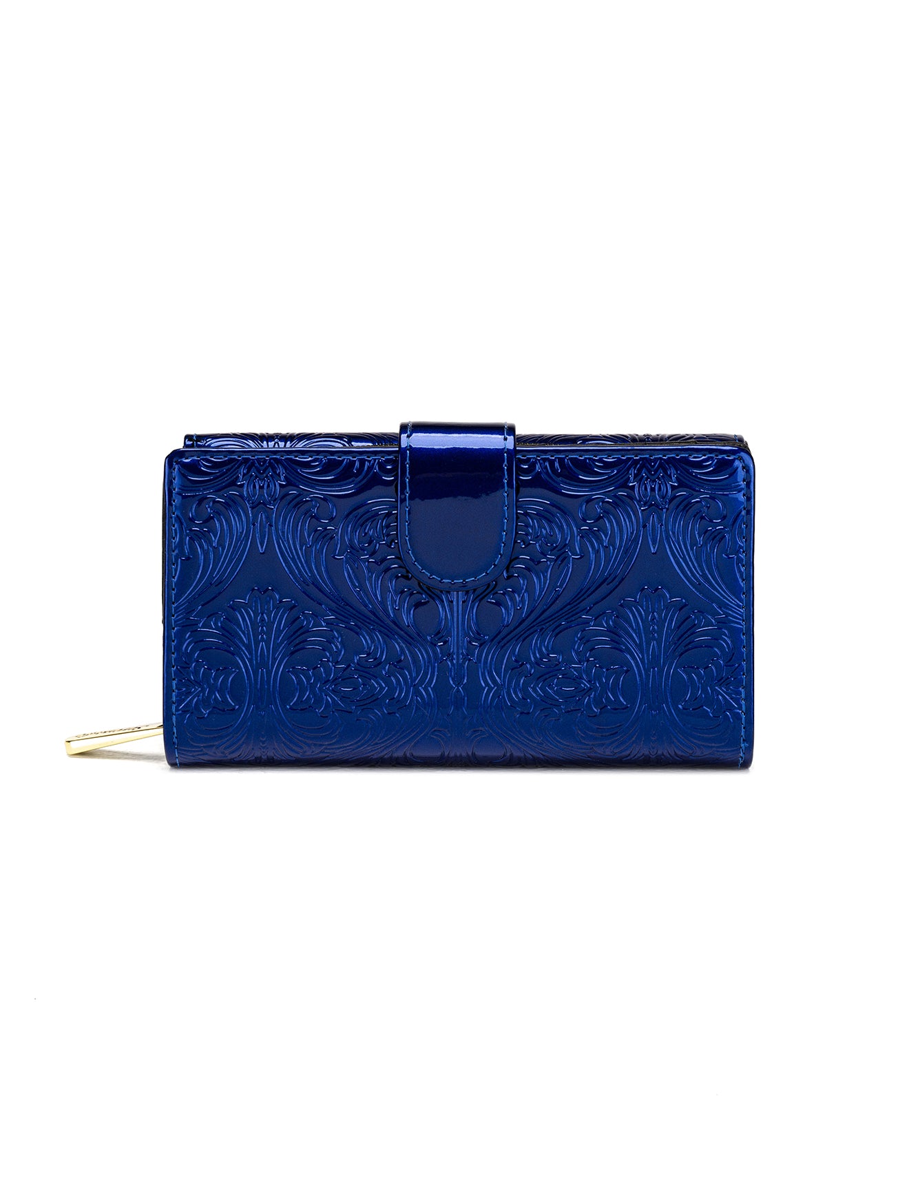 CAROLINA MEDIUM PATENT LEATHER WALLET WITH RFID - BLUE