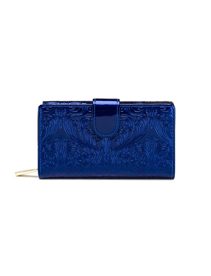 CAROLINA MEDIUM PATENT LEATHER WALLET WITH RFID - BLUE