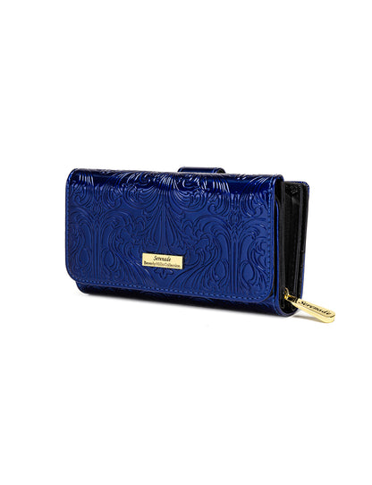 CAROLINA MEDIUM PATENT LEATHER WALLET WITH RFID - BLUE