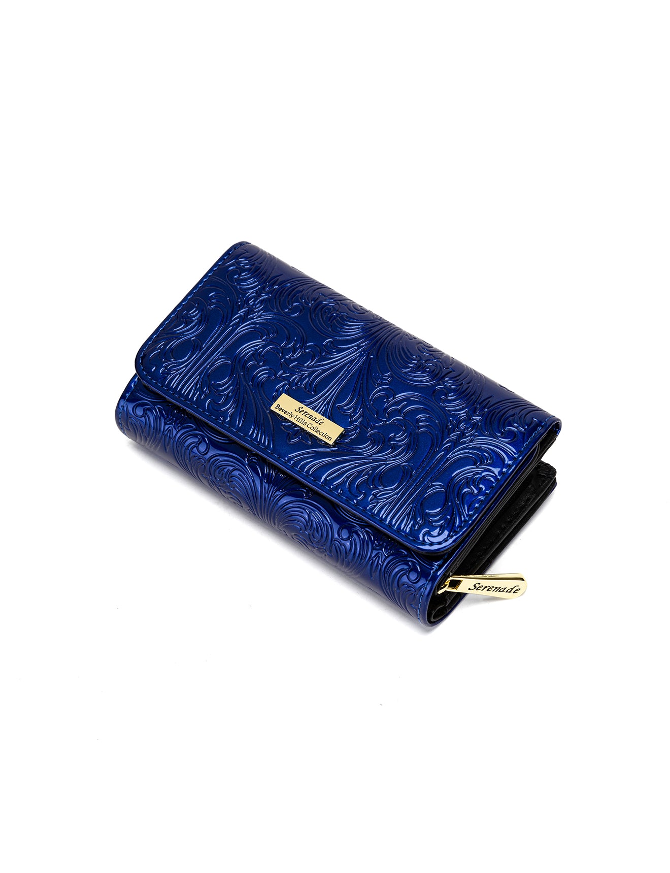 CAROLINA MEDIUM PATENT LEATHER WALLET WITH RFID - BLUE