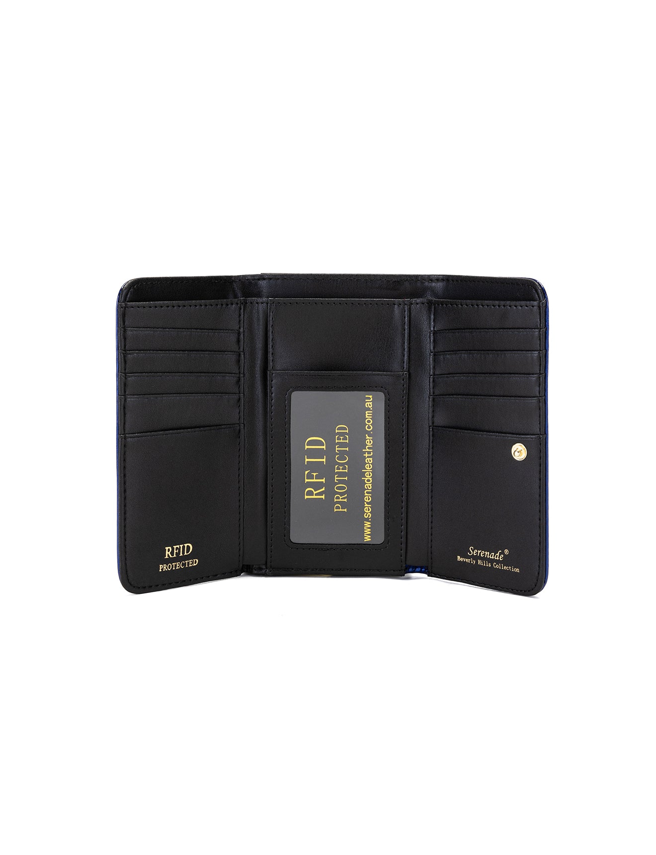 CAROLINA MEDIUM PATENT LEATHER WALLET WITH RFID - BLUE