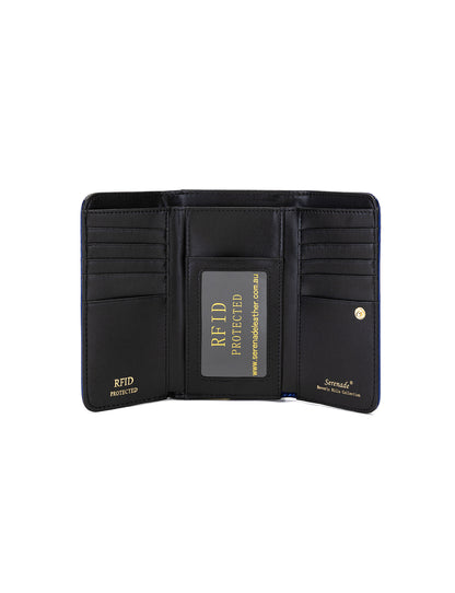 CAROLINA MEDIUM PATENT LEATHER WALLET WITH RFID - BLUE