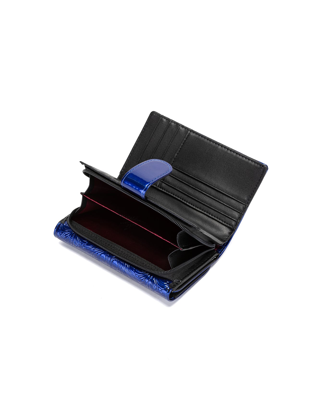 CAROLINA MEDIUM PATENT LEATHER WALLET WITH RFID - BLUE