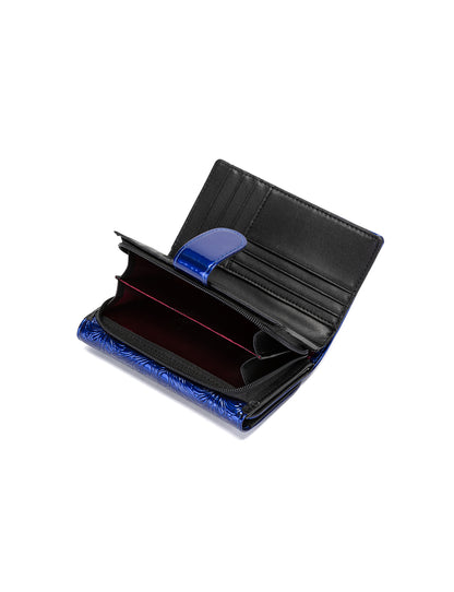 CAROLINA MEDIUM PATENT LEATHER WALLET WITH RFID - BLUE