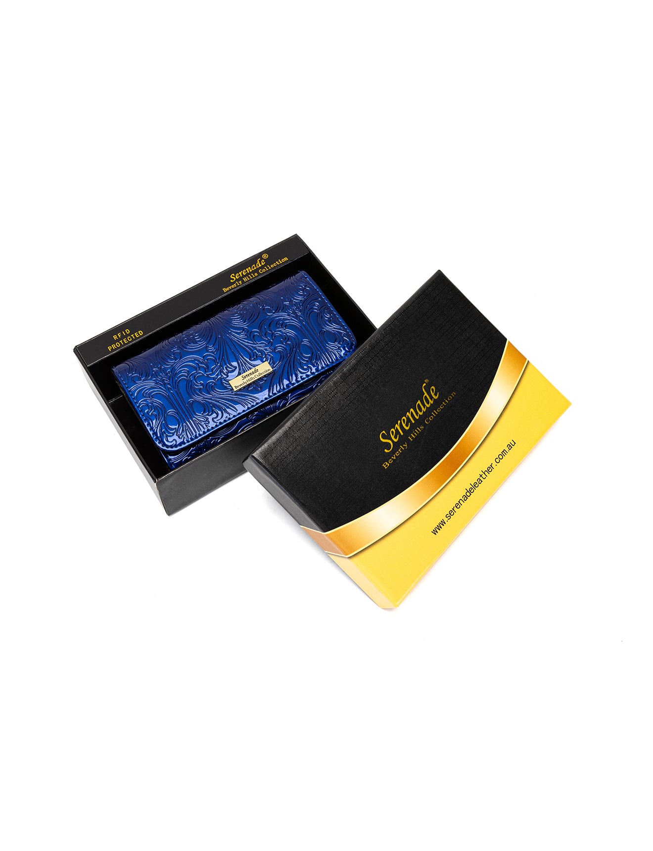 CAROLINA MEDIUM PATENT LEATHER WALLET WITH RFID - BLUE