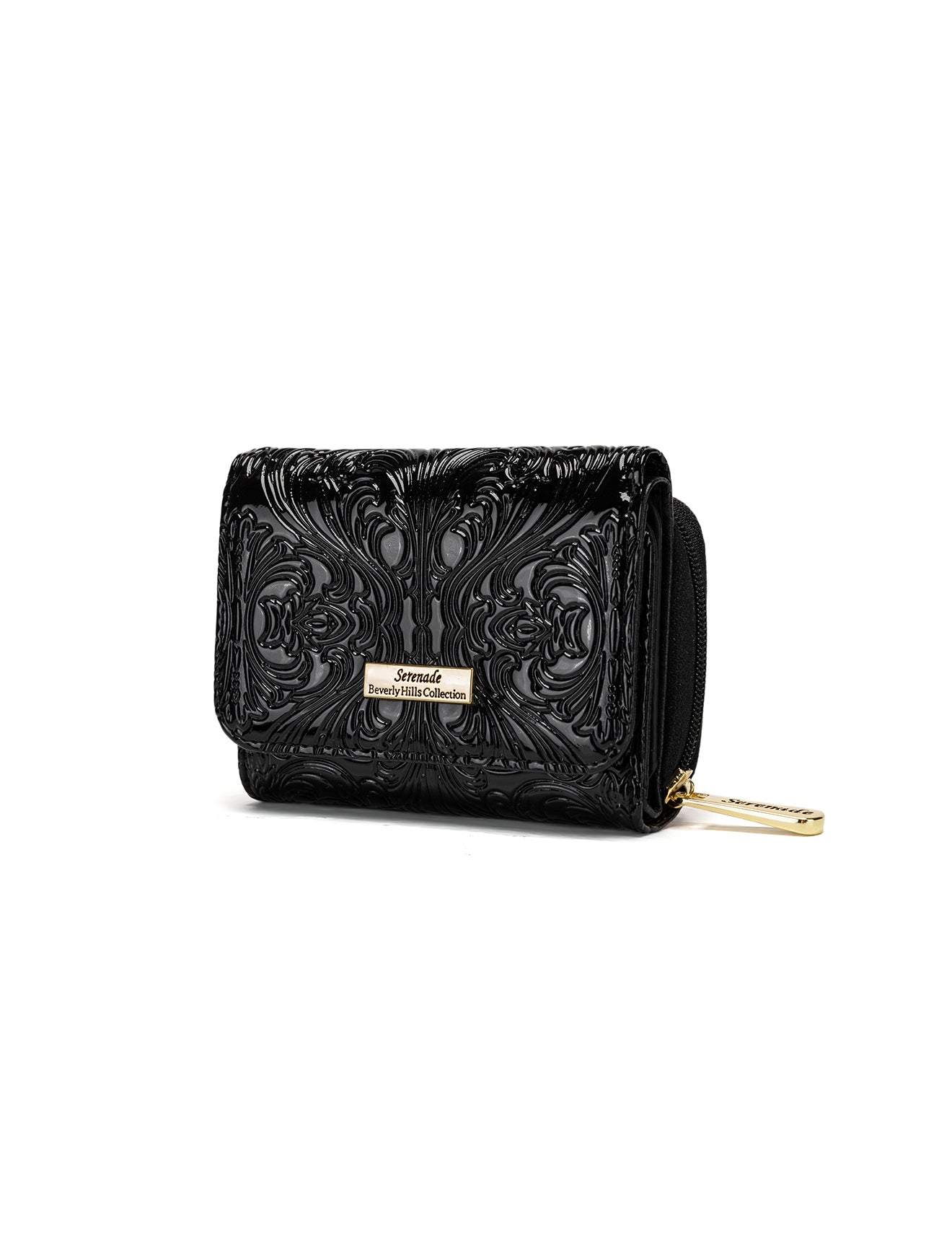 CAROLINA SMALL PATENT LEATHER WALLET WITH RFID - BLACK