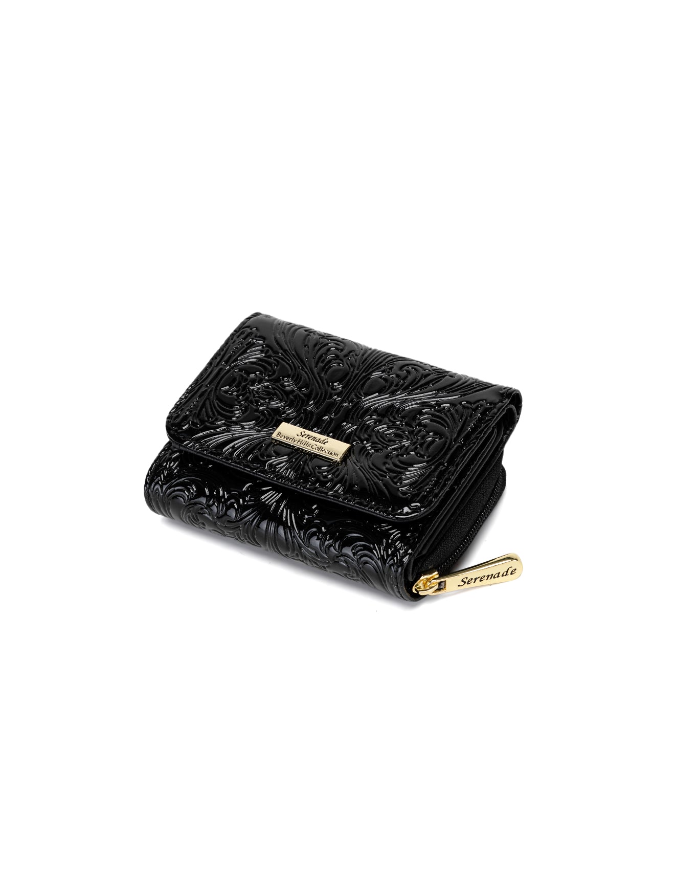 CAROLINA SMALL PATENT LEATHER WALLET WITH RFID - BLACK
