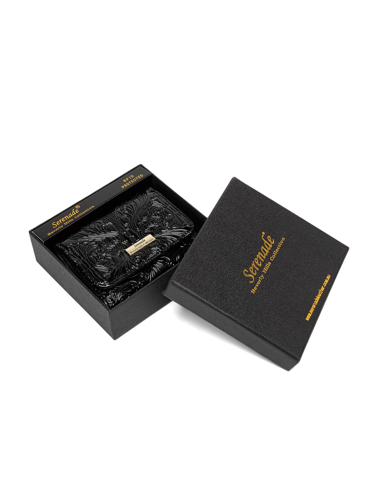 CAROLINA SMALL PATENT LEATHER WALLET WITH RFID - BLACK