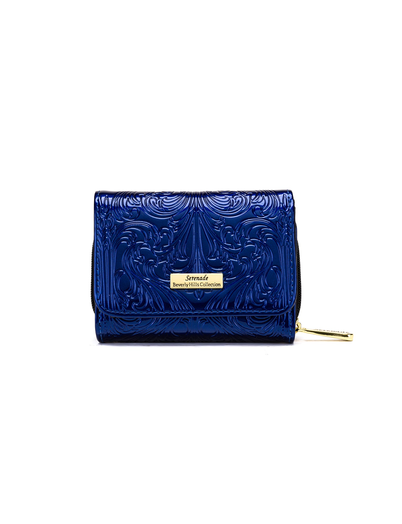 CAROLINA SMALL PATENT LEATHER WALLET WITH RFID - BLUE