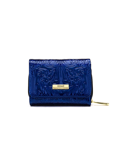 CAROLINA SMALL PATENT LEATHER WALLET WITH RFID - BLUE