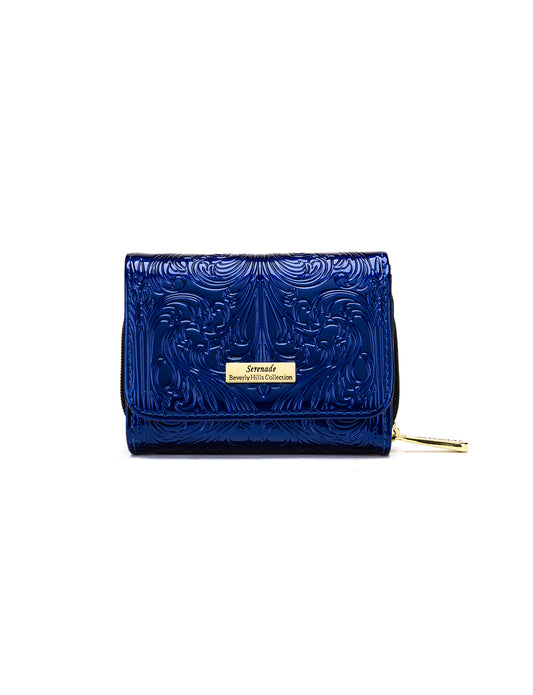CAROLINA SMALL PATENT LEATHER WALLET WITH RFID - BLUE