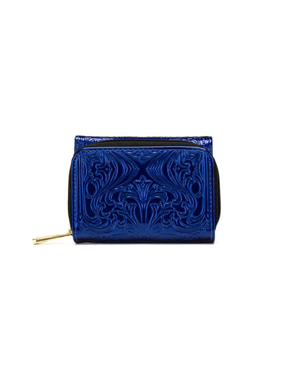 CAROLINA SMALL PATENT LEATHER WALLET WITH RFID - BLUE