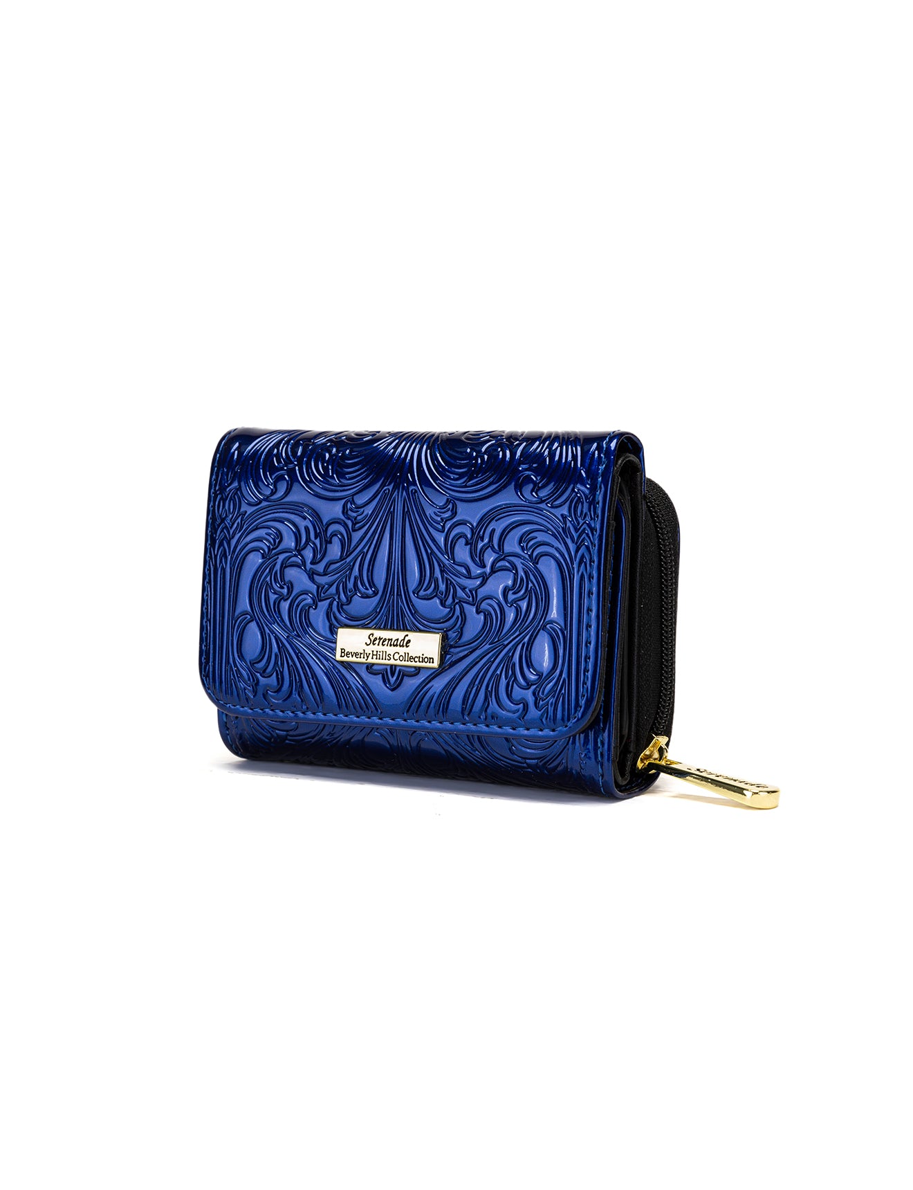 CAROLINA SMALL PATENT LEATHER WALLET WITH RFID - BLUE