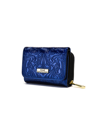 CAROLINA SMALL PATENT LEATHER WALLET WITH RFID - BLUE