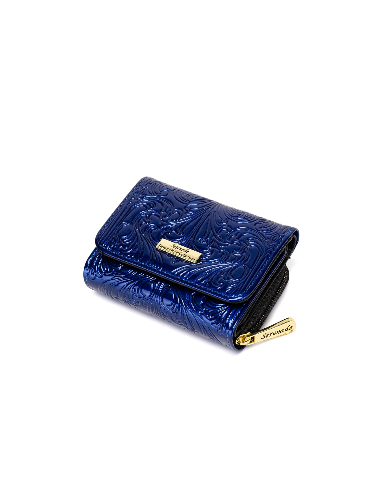 CAROLINA SMALL PATENT LEATHER WALLET WITH RFID - BLUE