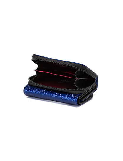 CAROLINA SMALL PATENT LEATHER WALLET WITH RFID - BLUE