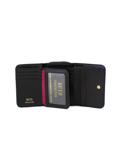 CAROLINA SMALL PATENT LEATHER WALLET WITH RFID - BLUE