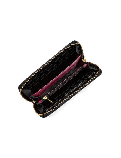 CAROLINA ZIP AROUND PATENT LEATHER WALLET WITH RFID - BLACK