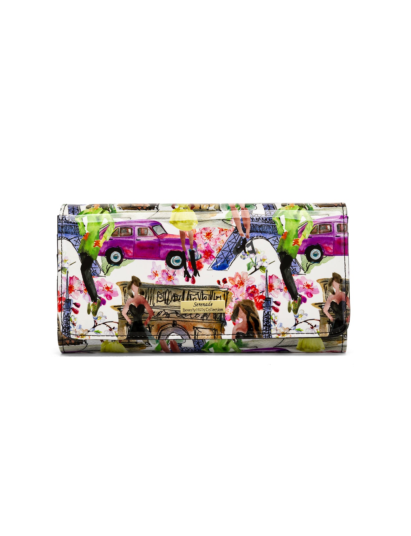 PARIS LARGE PATENT LEATHER WALLET WITH RFID WITH RFID - PARIS PRINT