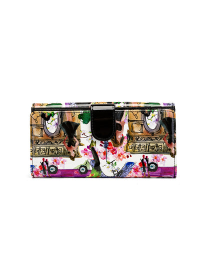 PARIS LARGE PATENT LEATHER WALLET WITH RFID WITH RFID - PARIS PRINT