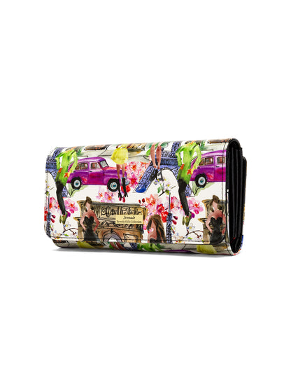 PARIS LARGE PATENT LEATHER WALLET WITH RFID WITH RFID - PARIS PRINT