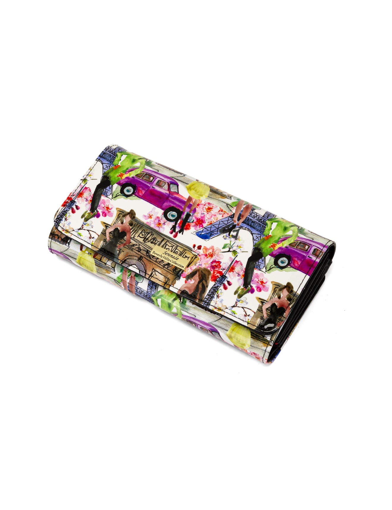PARIS LARGE PATENT LEATHER WALLET WITH RFID WITH RFID - PARIS PRINT