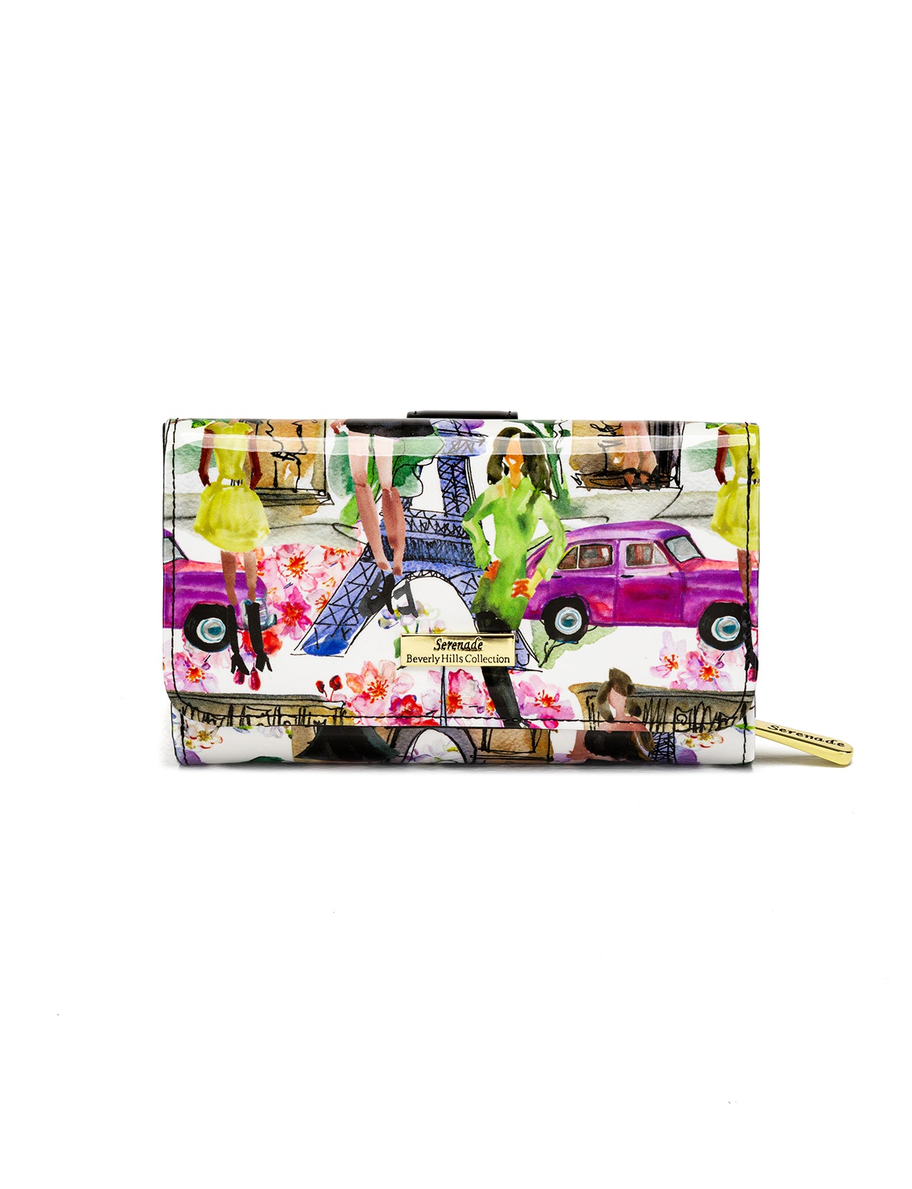 PARIS MEDIUM PATENT LEATHER WALLET WITH RFID WITH RFID - PARIS PRINT