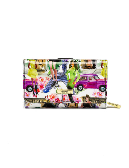 PARIS MEDIUM PATENT LEATHER WALLET WITH RFID WITH RFID - PARIS PRINT