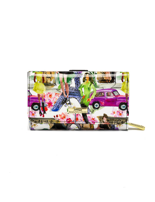 PARIS MEDIUM PATENT LEATHER WALLET WITH RFID WITH RFID - PARIS PRINT
