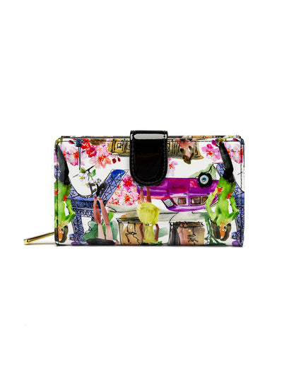 PARIS MEDIUM PATENT LEATHER WALLET WITH RFID WITH RFID - PARIS PRINT