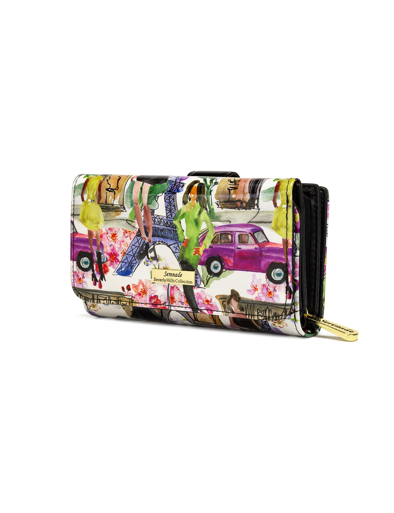 PARIS MEDIUM PATENT LEATHER WALLET WITH RFID WITH RFID - PARIS PRINT
