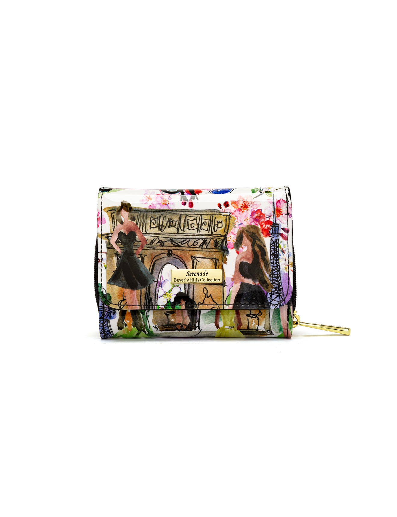 PARIS SMALL PATENT LEATHER WALLET WITH RFID WITH RFID - PARIS PRINT