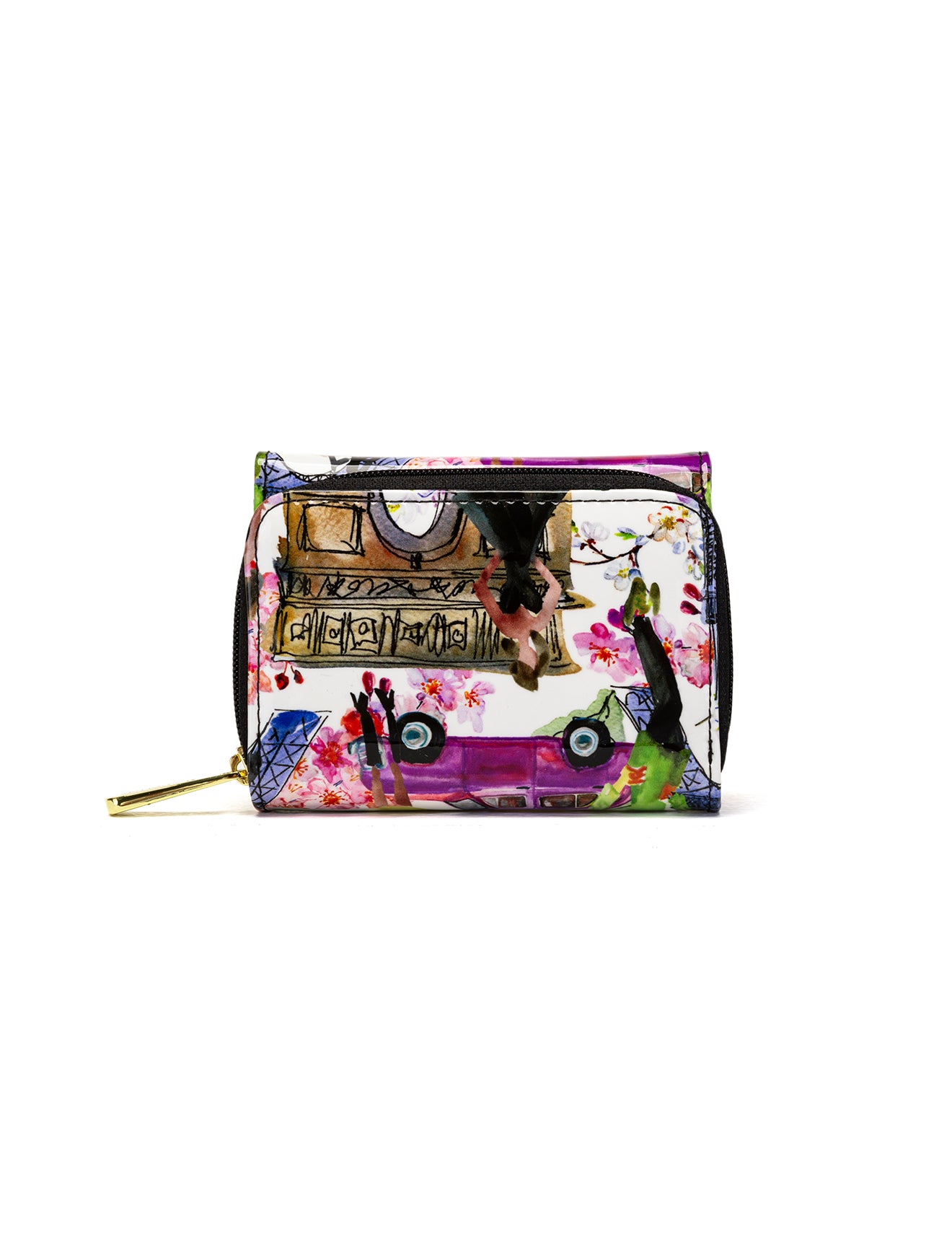 PARIS SMALL PATENT LEATHER WALLET WITH RFID WITH RFID - PARIS PRINT