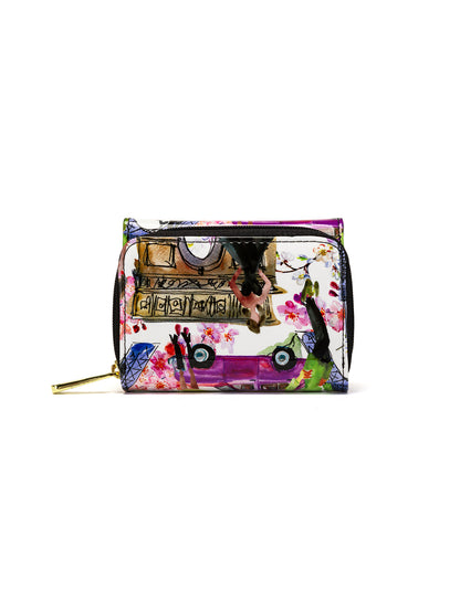 PARIS SMALL PATENT LEATHER WALLET WITH RFID WITH RFID - PARIS PRINT