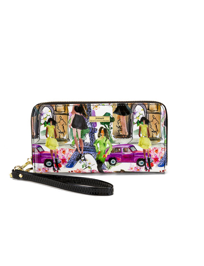 PARIS ZIP AROUND PATENT LEATHER WALLET WITH RFID WITH RFID - PARIS PRINT