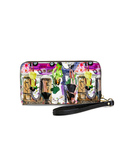 PARIS ZIP AROUND PATENT LEATHER WALLET WITH RFID WITH RFID - PARIS PRINT