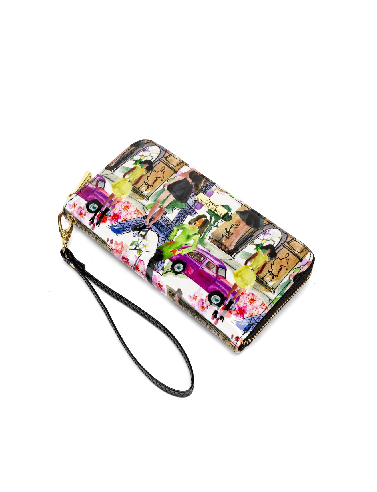 PARIS ZIP AROUND PATENT LEATHER WALLET WITH RFID WITH RFID - PARIS PRINT