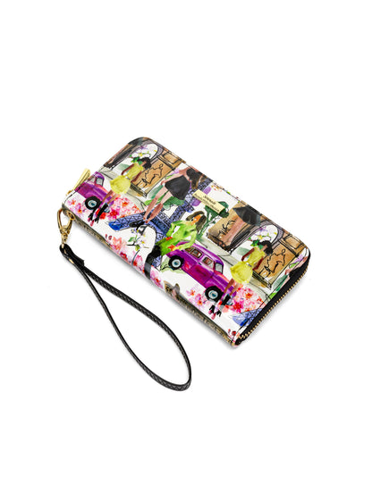 PARIS ZIP AROUND PATENT LEATHER WALLET WITH RFID WITH RFID - PARIS PRINT