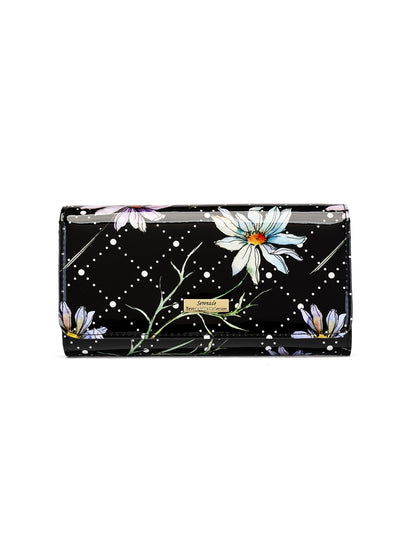 DAISY LARGE PATENT LEATHER WALLET WITH RFID - DAISY PRINT
