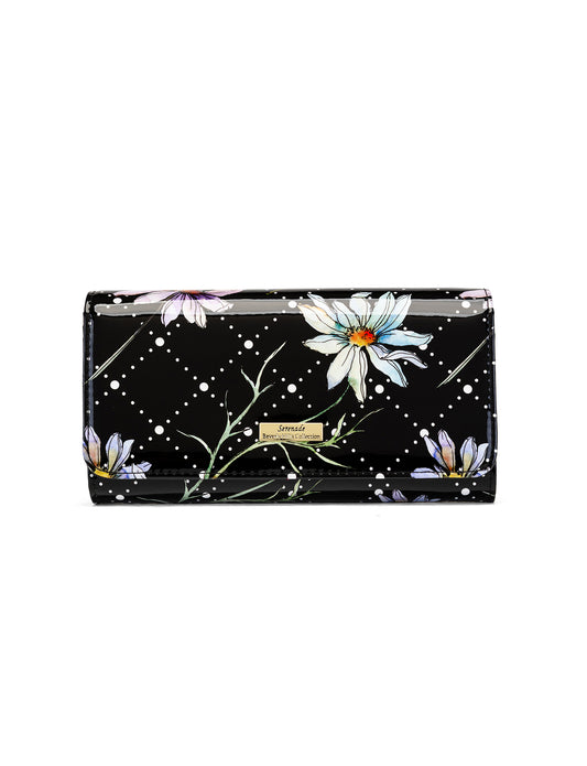 DAISY LARGE PATENT LEATHER WALLET WITH RFID - DAISY PRINT