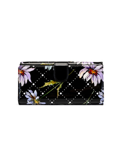 DAISY LARGE PATENT LEATHER WALLET WITH RFID - DAISY PRINT