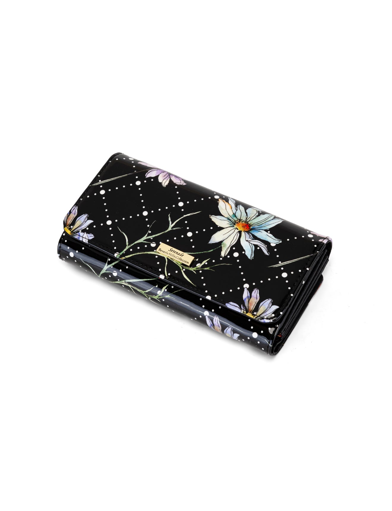 DAISY LARGE PATENT LEATHER WALLET WITH RFID - DAISY PRINT